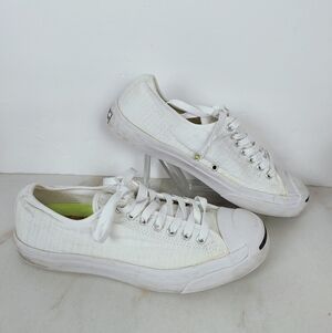 Converse Jack Purcell White Seersucker Low Sneakers, 9(M) 10.5(W)